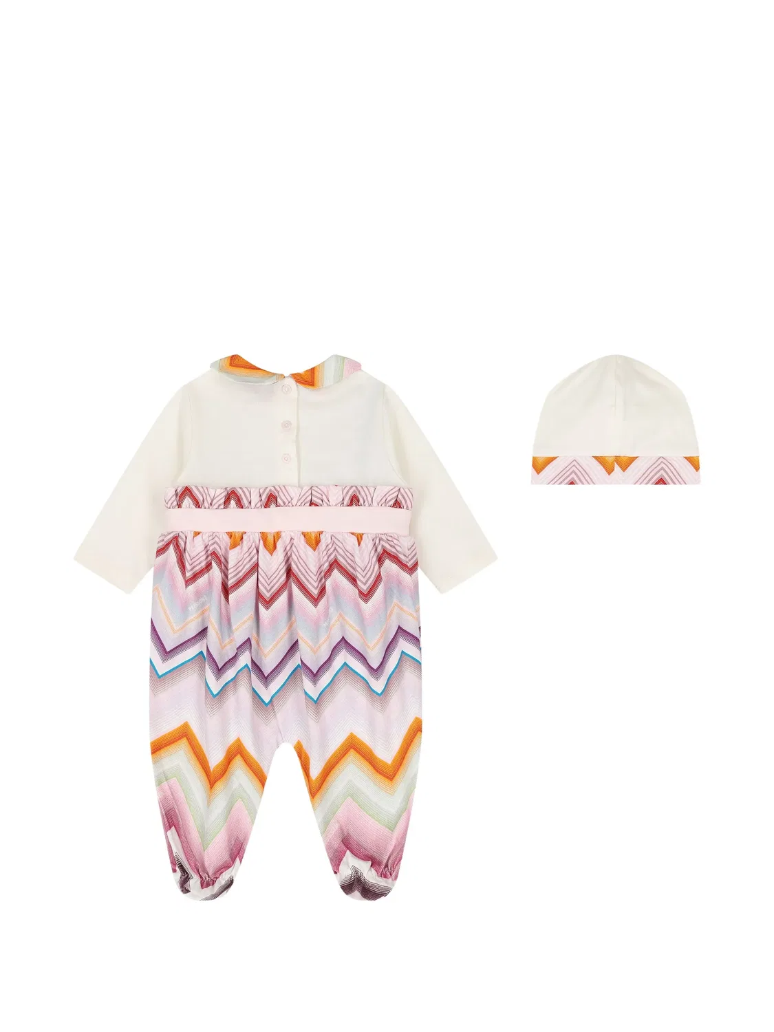 Комплект для новорожденного с бантом и узором зигзаг Missoni Kids, нейтральные цвета — фото 2