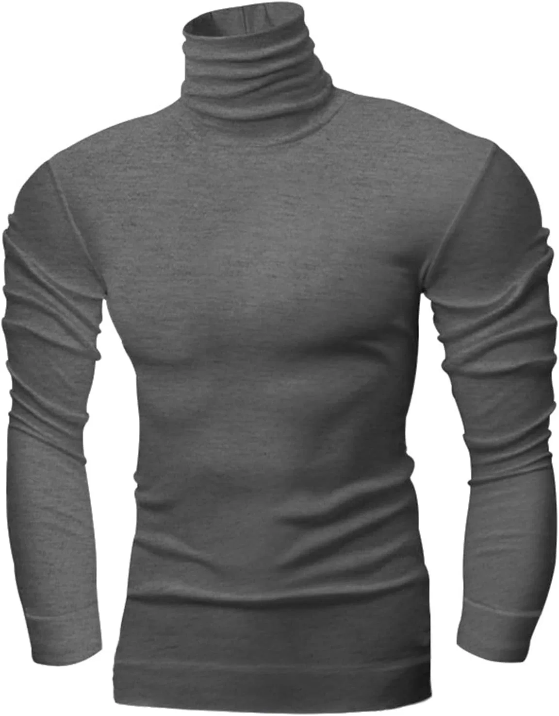 Мужская футболка с длинным рукавом Slim Fit Mock Neck, Dark Gray — фото 2