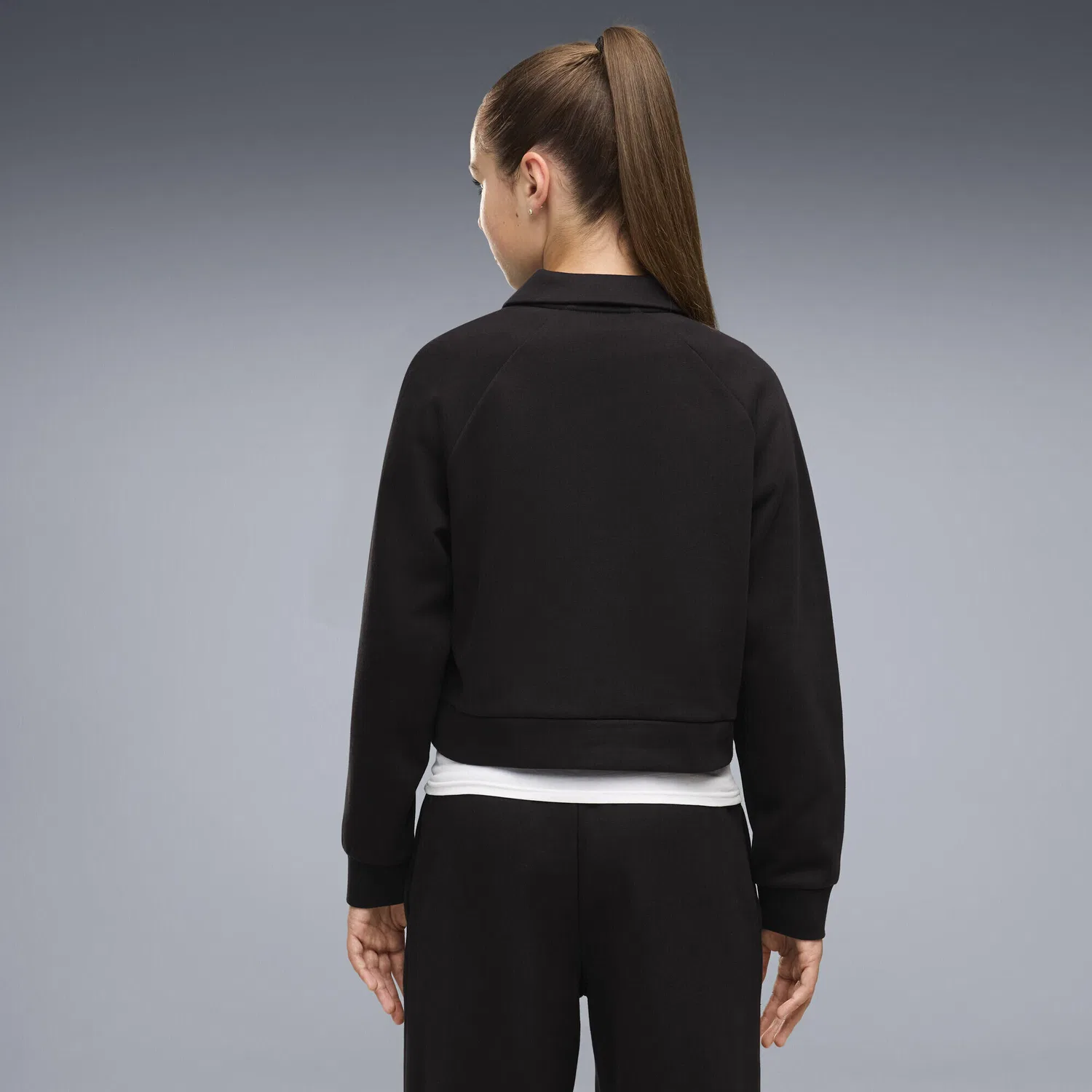 Детский флисовый свитшот-поло PUMA Class Relaxed Cropped Fleece Sweatshirt, Puma, Schwarz — фото 3