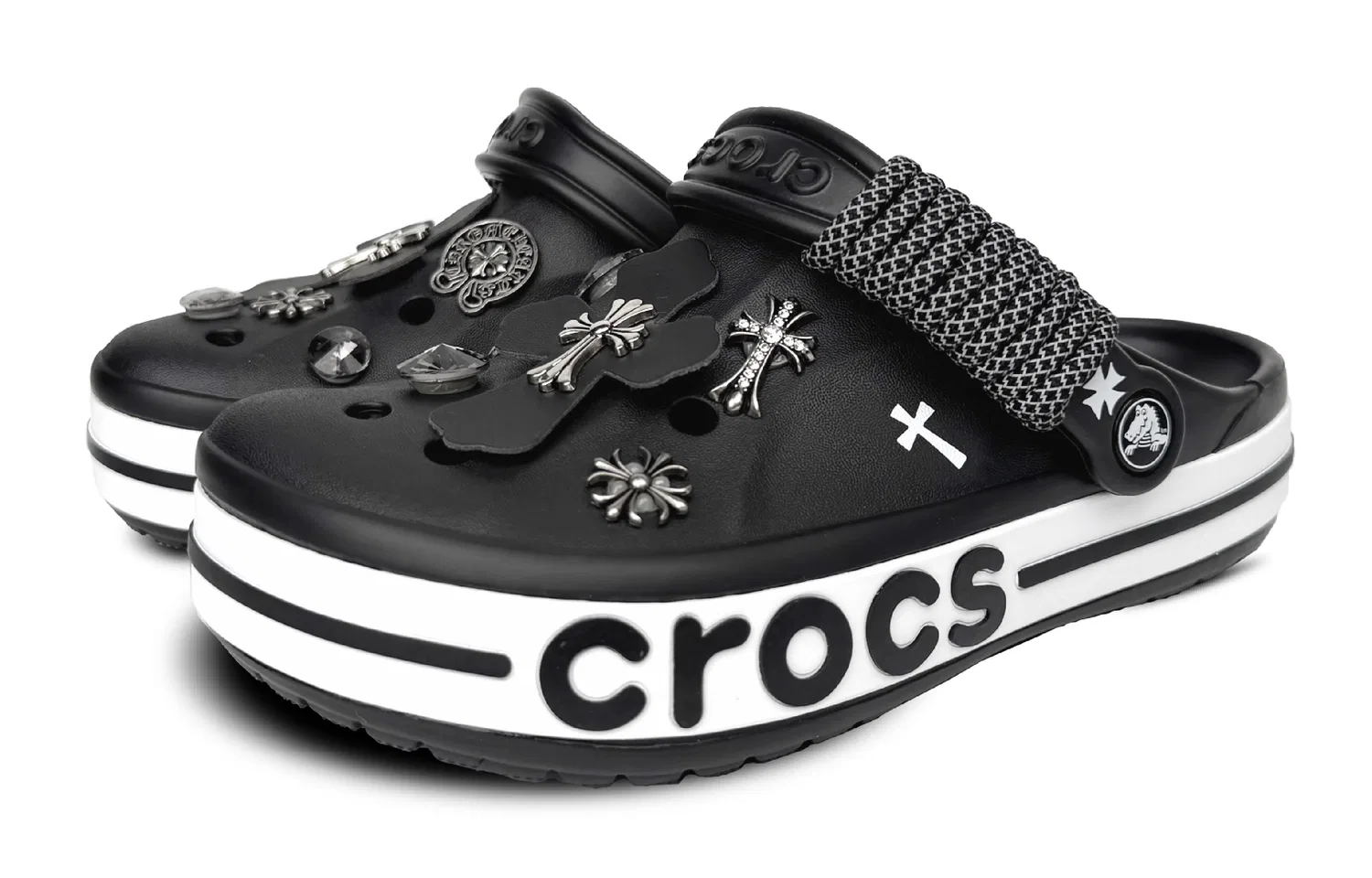 Детские сабо-клоги с принтом Crocs, Black — фото 4