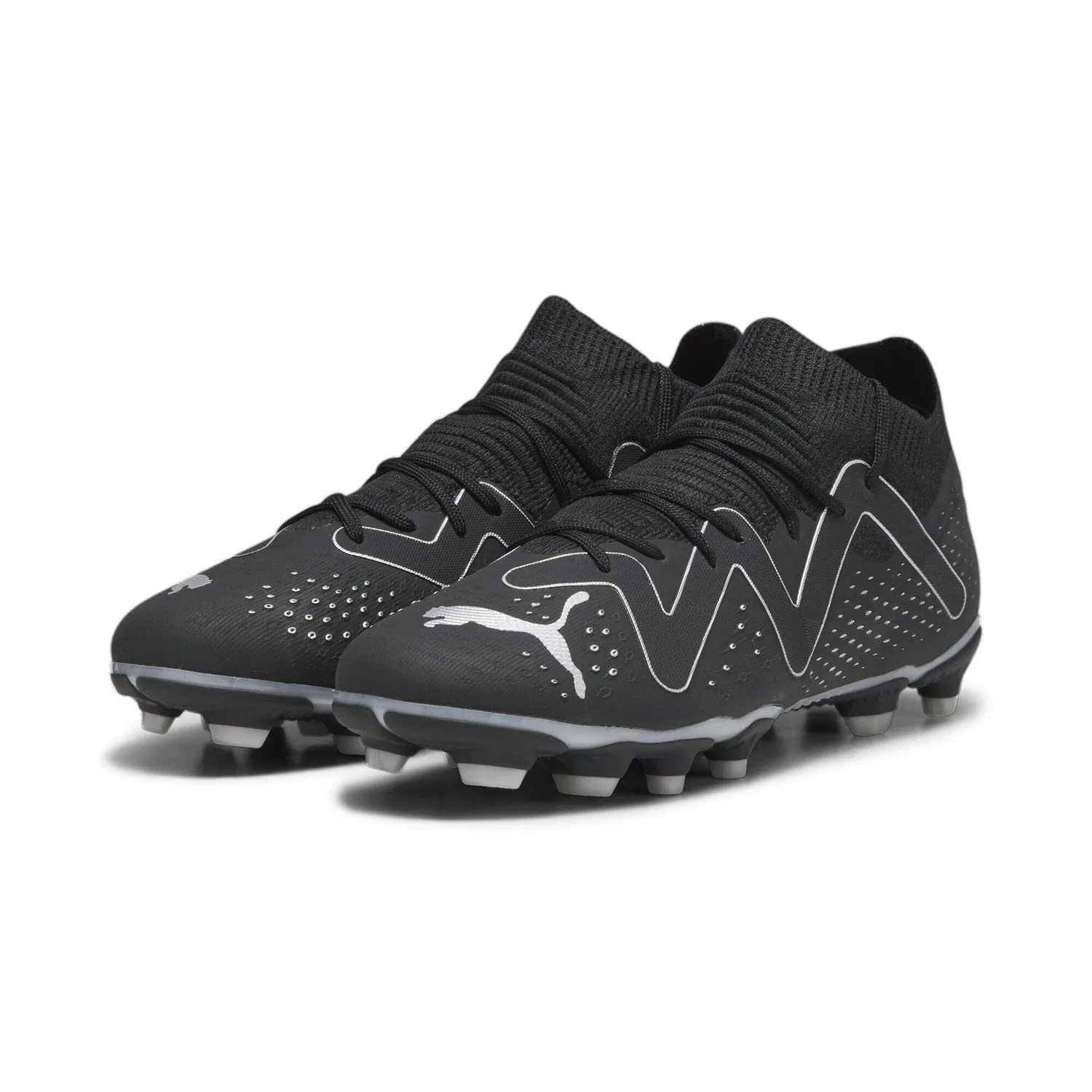 Детские футбольные бутсы Future Match FG/AG Jr PUMA, Black Silver Metallic — фото 2