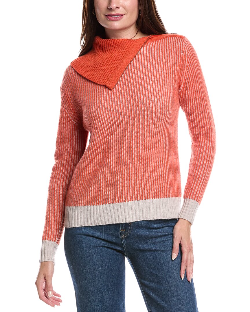 

Кашемировый свитер с косичкой и воротником-стойкой на молнии Forte Cashmere, красный