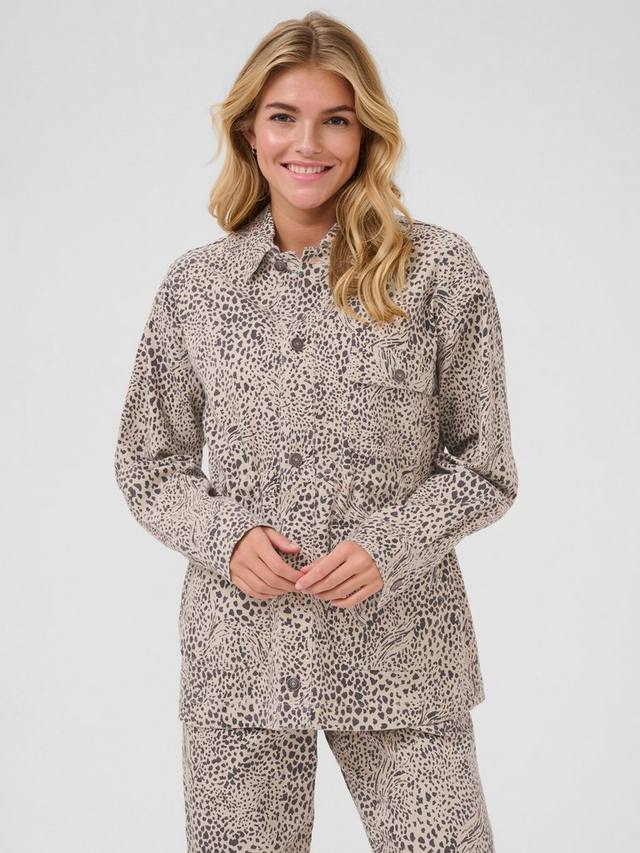 

KAlisa куртка из хлопкового твила с леопардовым принтом KAFFE, Beige/Multi