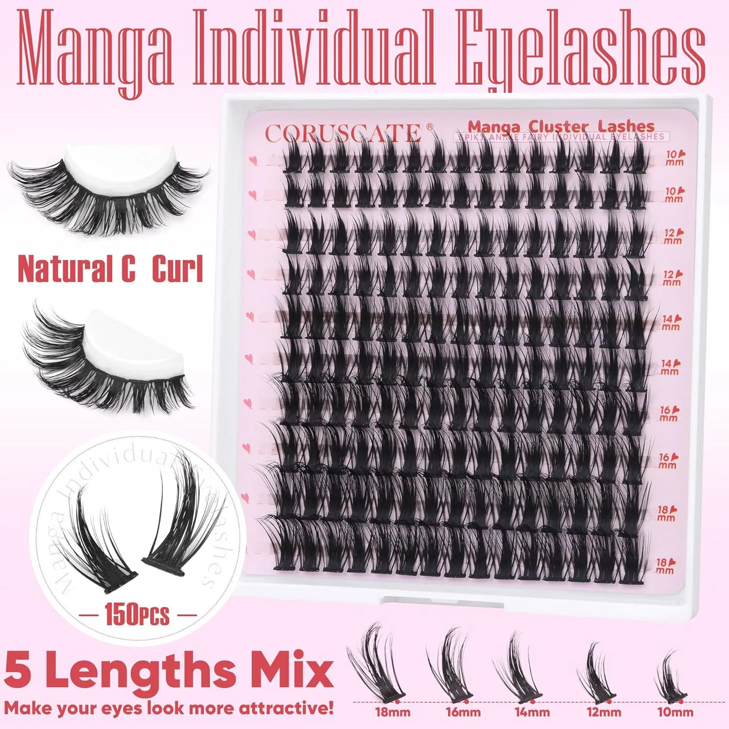 Накладные ресницы CORUSCATE Manga Cluster Lashes Fairy Wispy, 10-18 мм Coruscate — фото 3