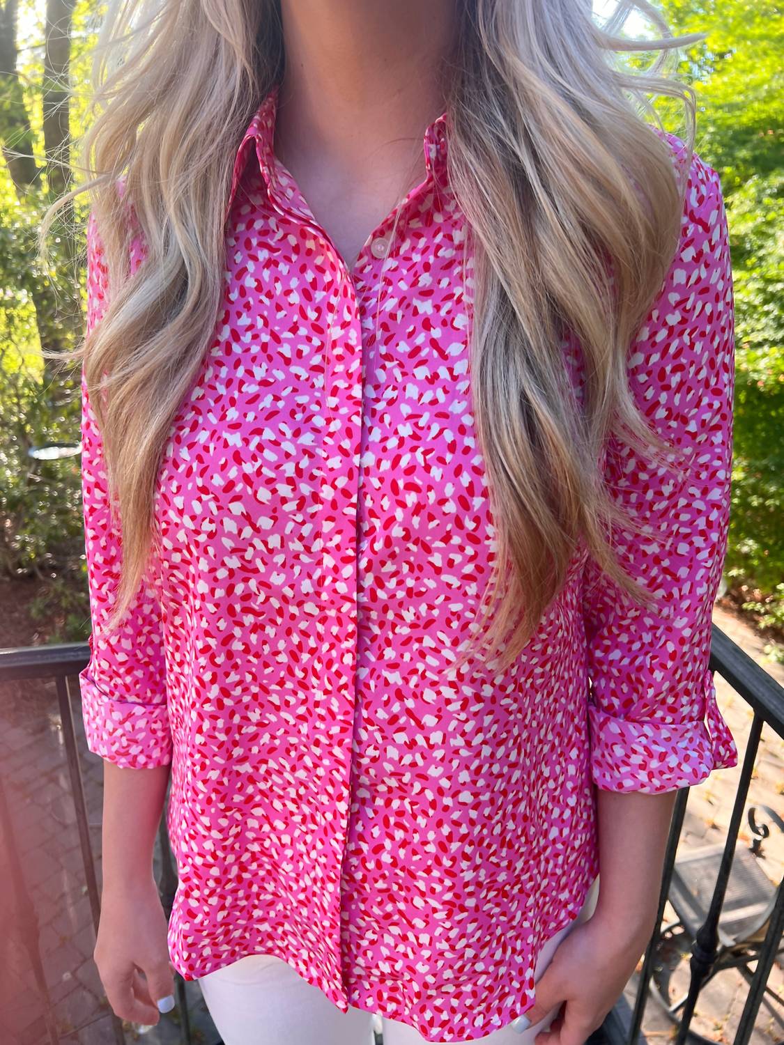 

Блузка Bonbon Combo плетеная в розовом цвете Renuar