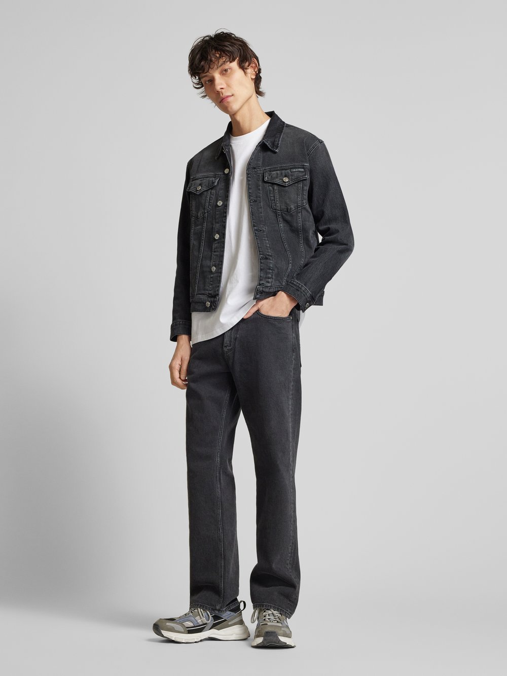 

Джинсовая куртка с планкой на пуговицах Calvin Klein Jeans, черный
