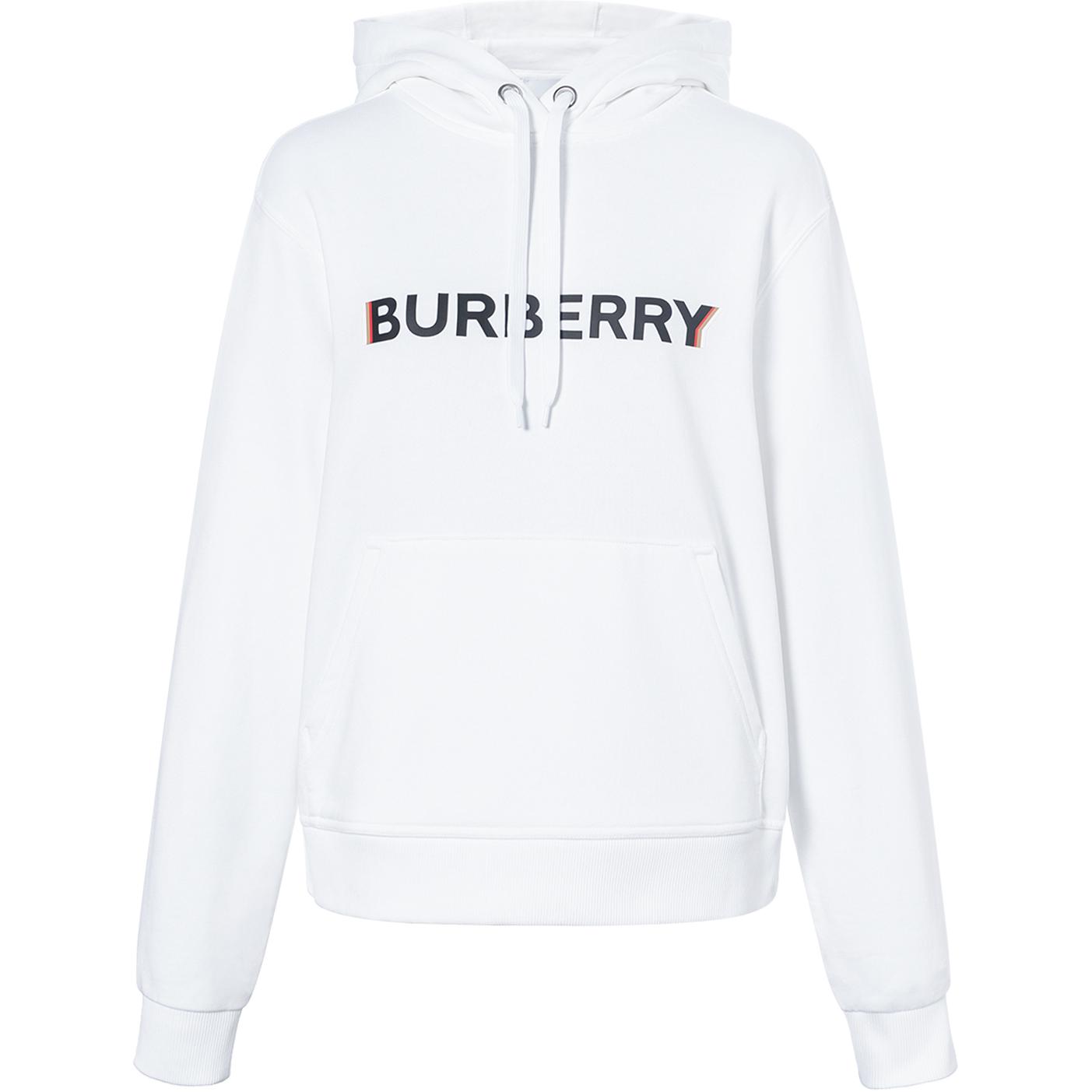 Худи Burberry унисекс с принтом, длинными рукавами, белый — фото 3