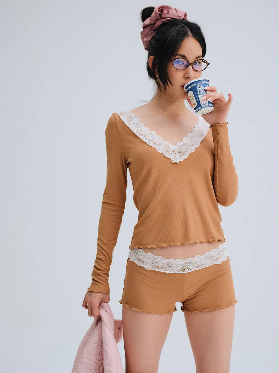 

Трикотажный топ Eisley в рубчик For Love & Lemons, коричневый