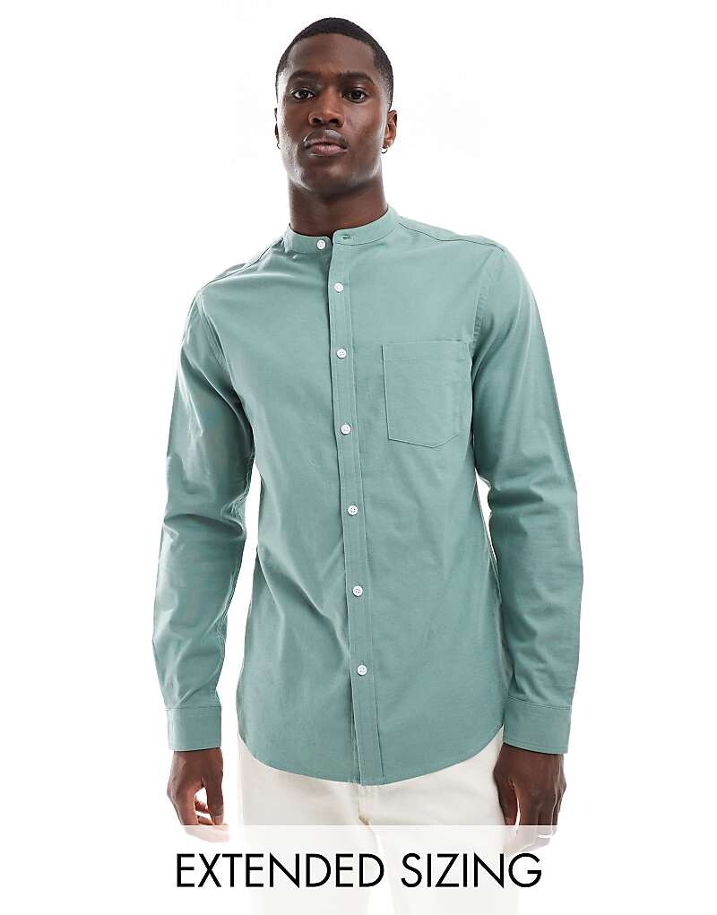 

ASOS DESIGN – оксфордская рубашка узкого кроя Sage с воротником стойкой