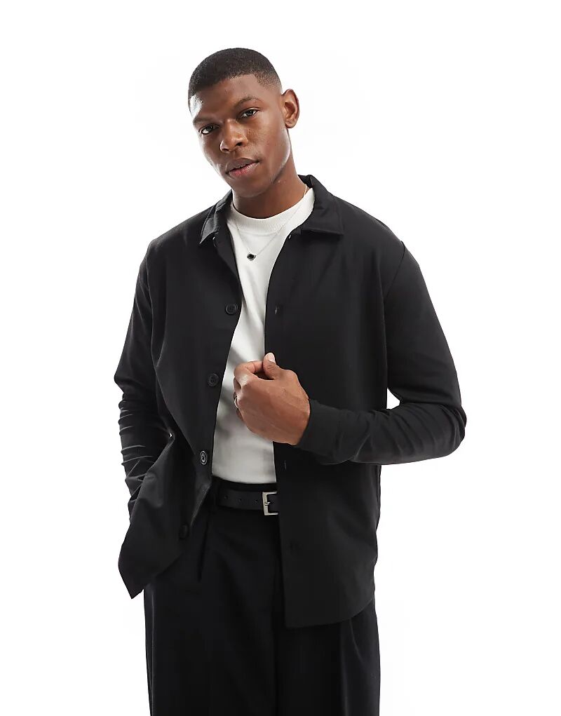 

Премиальная облегающая трикотажная куртка черного цвета Jack & Jones