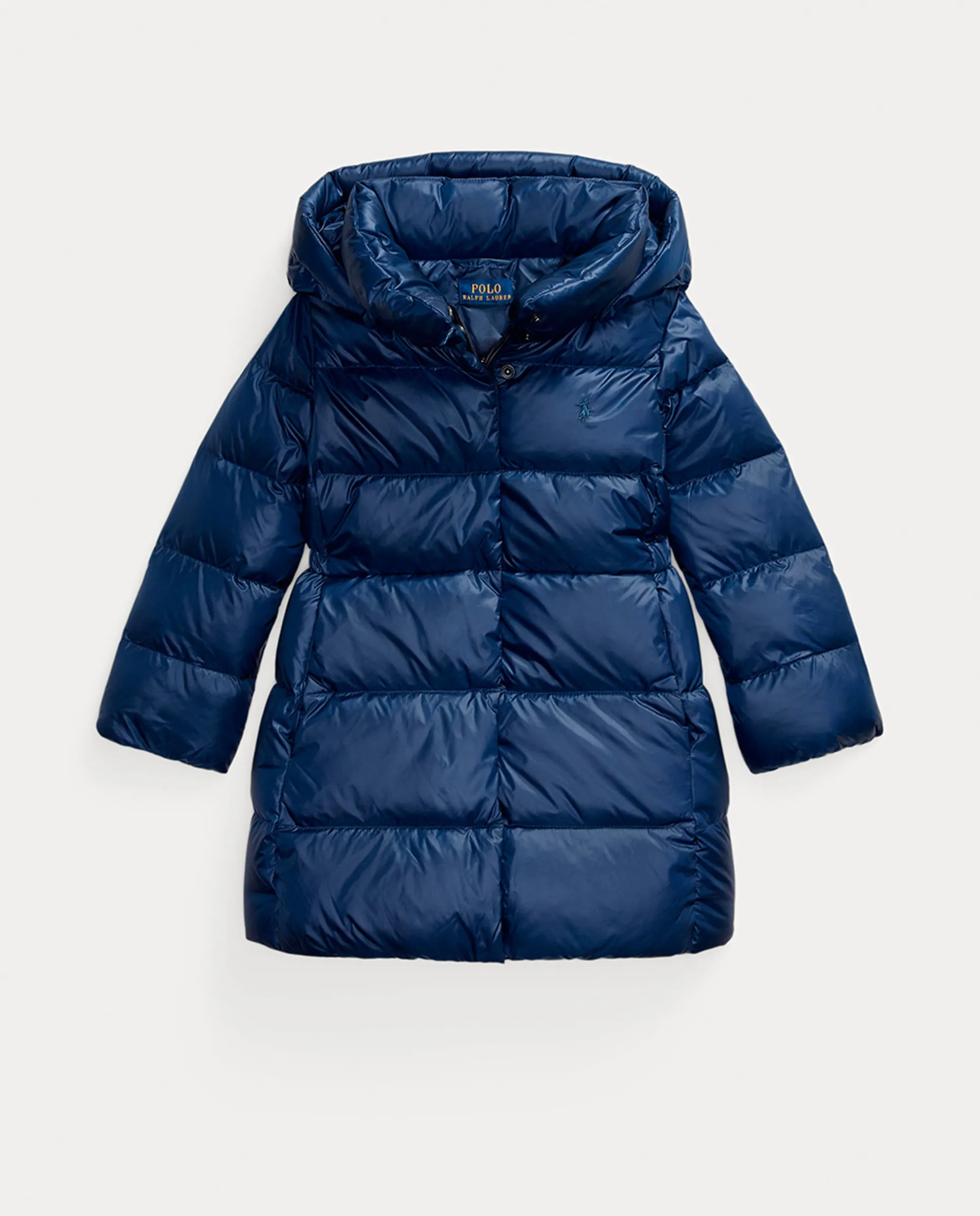 

Длинное детское пуховое пальто с капюшоном Polo Ralph Lauren, темно-синий