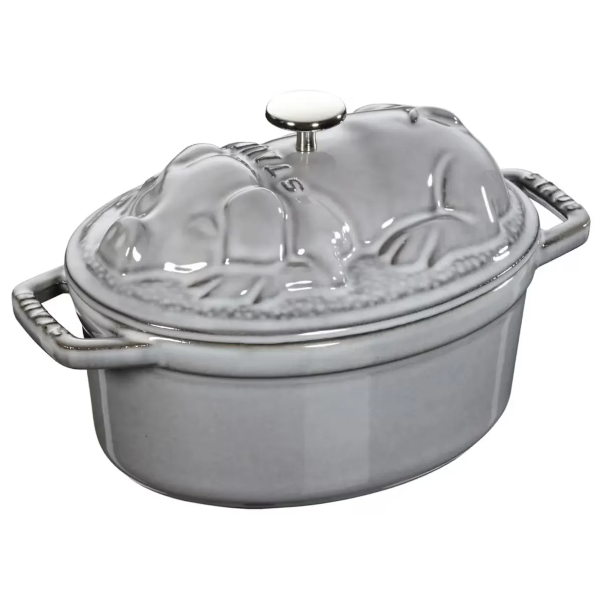 

Кокот чугунный овальной формы Staub Cocotte Piggy, чугун, 1 л, 17 см, темно-серый