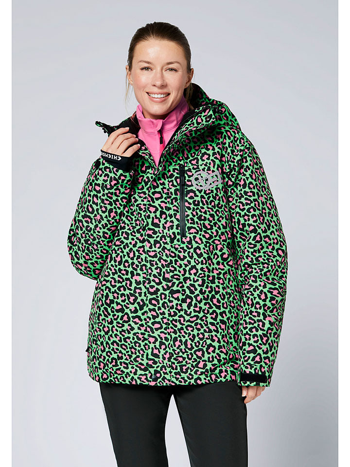 

Chiemsee Куртка для катания на лыжах/сноуборде, черно-зелено-розовая