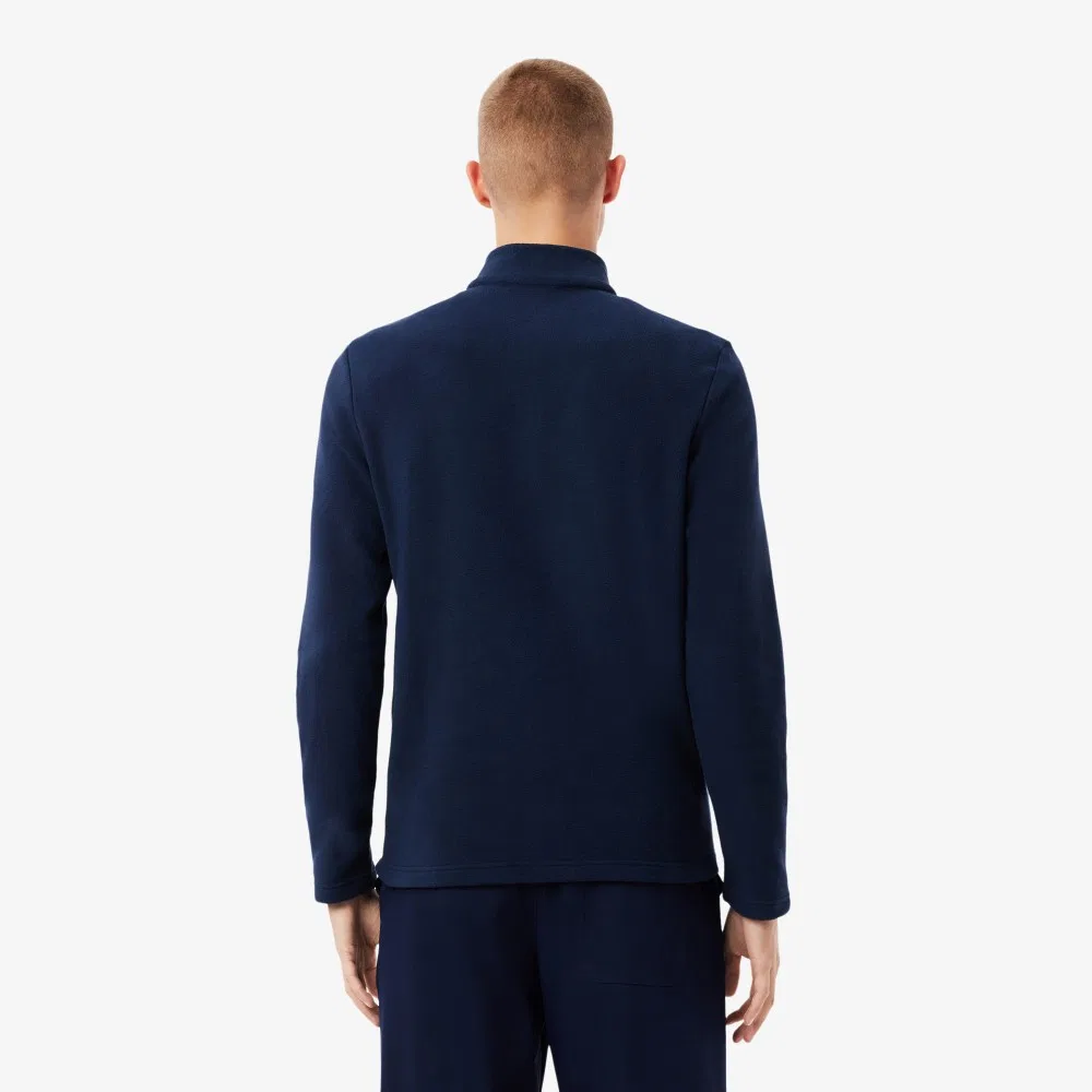 Мужская флисовая толстовка Lacoste для гольфа с короткой молнией, тёмно-синяя — фото 3