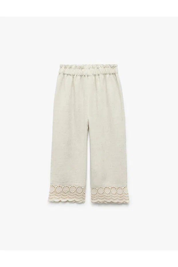 Детские брюки для девочек льняные Brodeli Koton, Beige