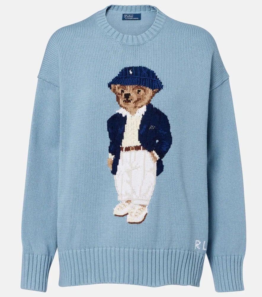Хлопковый свитер большого размера Polo Bear Polo Ralph Lauren, синий