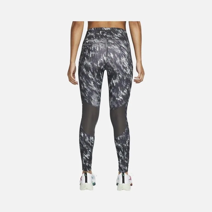 Спортивные леггинсы с принтом Nike Dri-Fit Epic Fast Mid-Rise Printed Running, Черно-серый — фото 2
