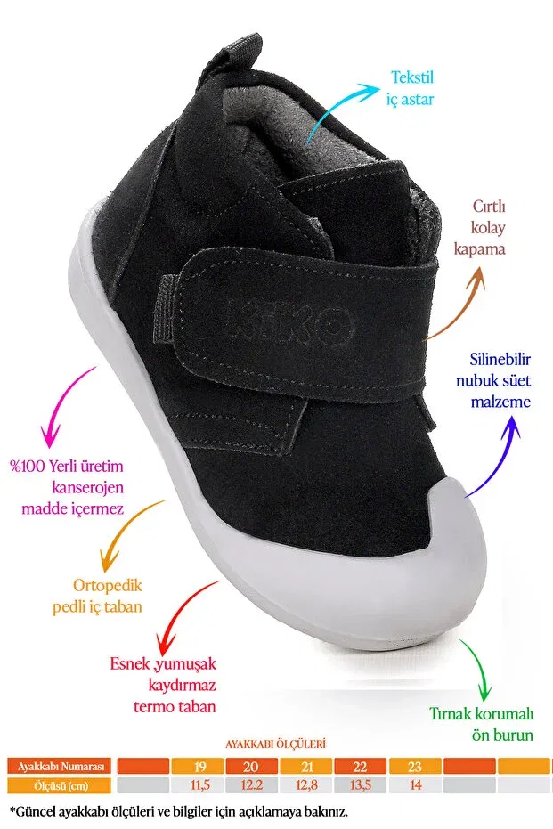Детские ботинки для девочек на липучке Winnie first step Kiko Kids, Black — фото 2