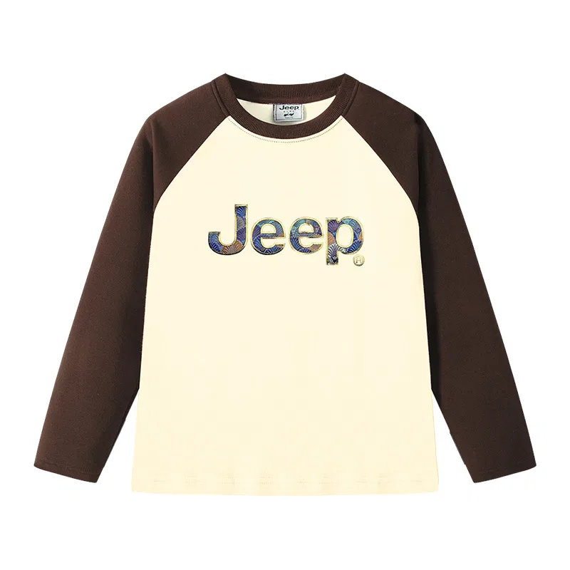 Детская футболка с круглым вырезом с принтом Jeep, Beige Brown — фото 4