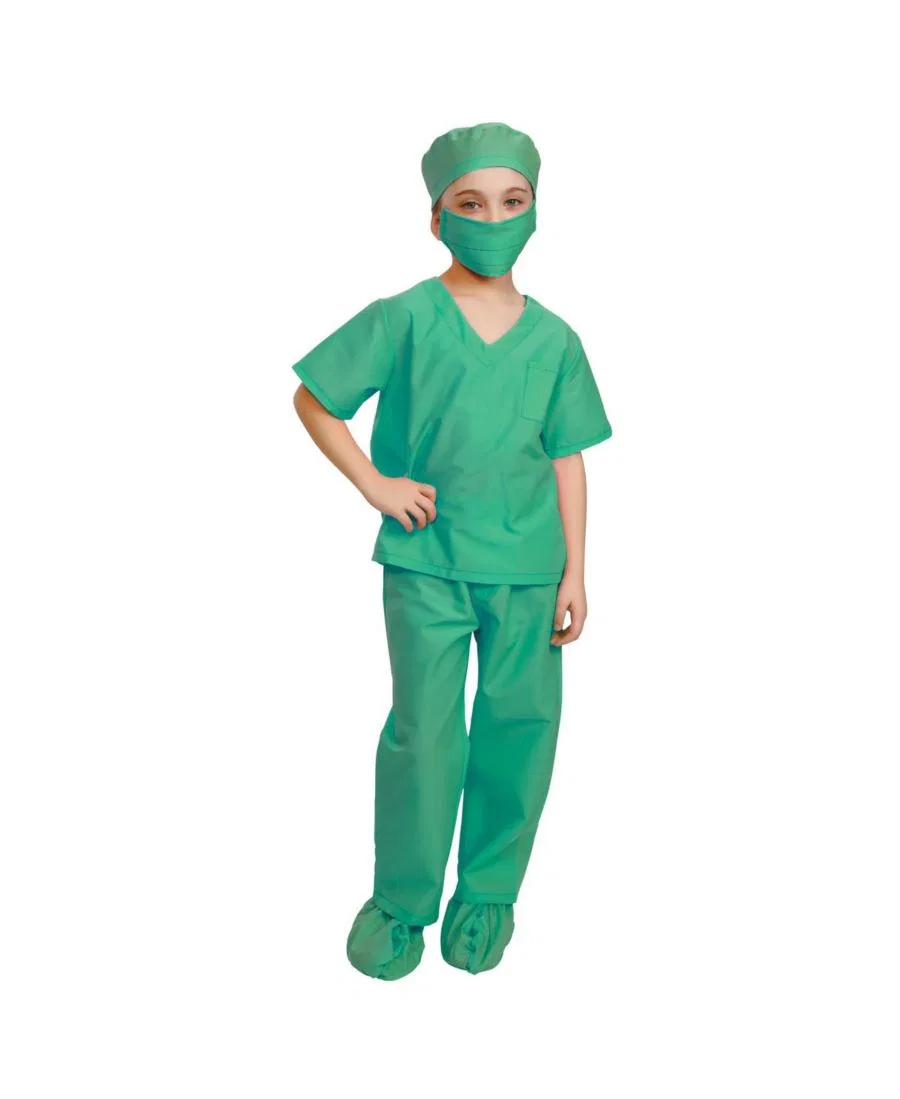 Костюм врача с шапочкой, маской и бахилами Dress Up America, Green