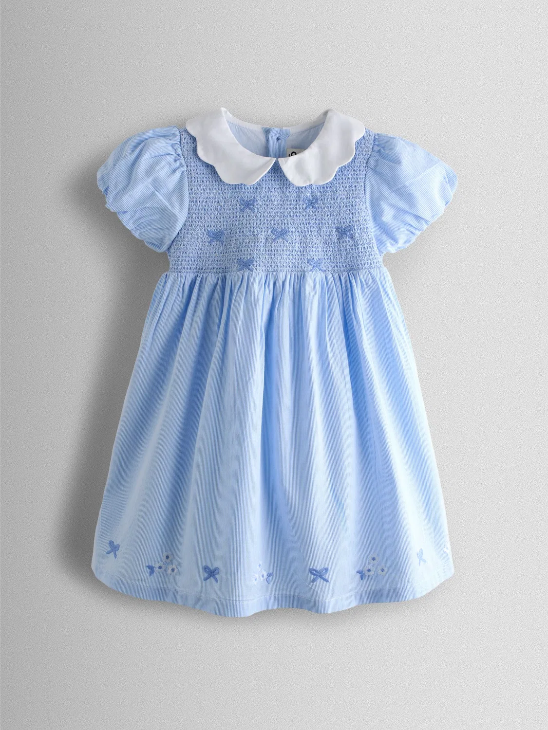 Платье с пинстропами, модель Bud Floral Jojo Maman Bébé, светло-голубой — фото 2