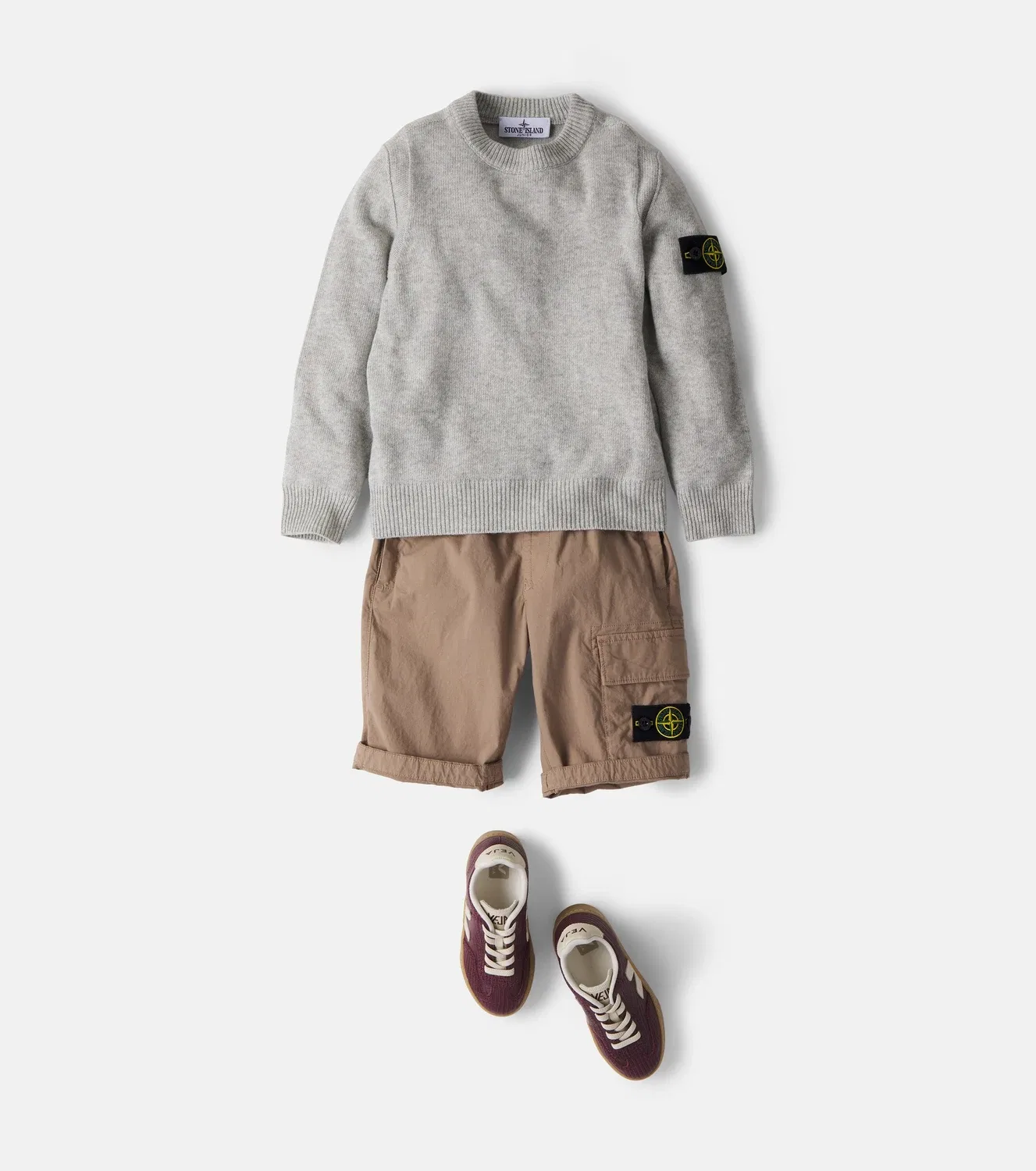 Свитер из шерсти и кашемира Compass Stone Island Junior, серый — фото 2
