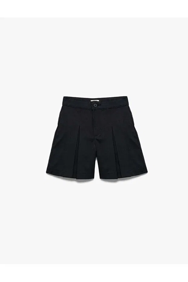 Детские шорты для девочек с защипами Viscose Blended Pleated Navy Blue Girls' Shorts 6wkg40009aw Koton, Navy Blue