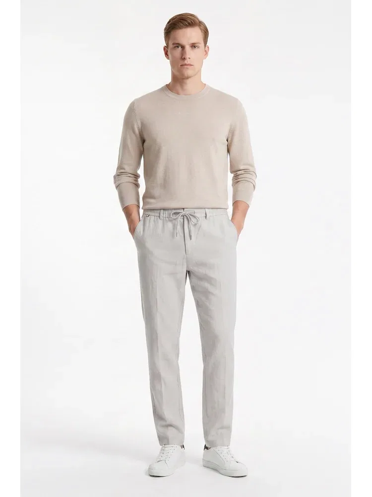 Чиносы из льняной смесовой ткани, Modern Fit BOSS, Ivory — фото 2