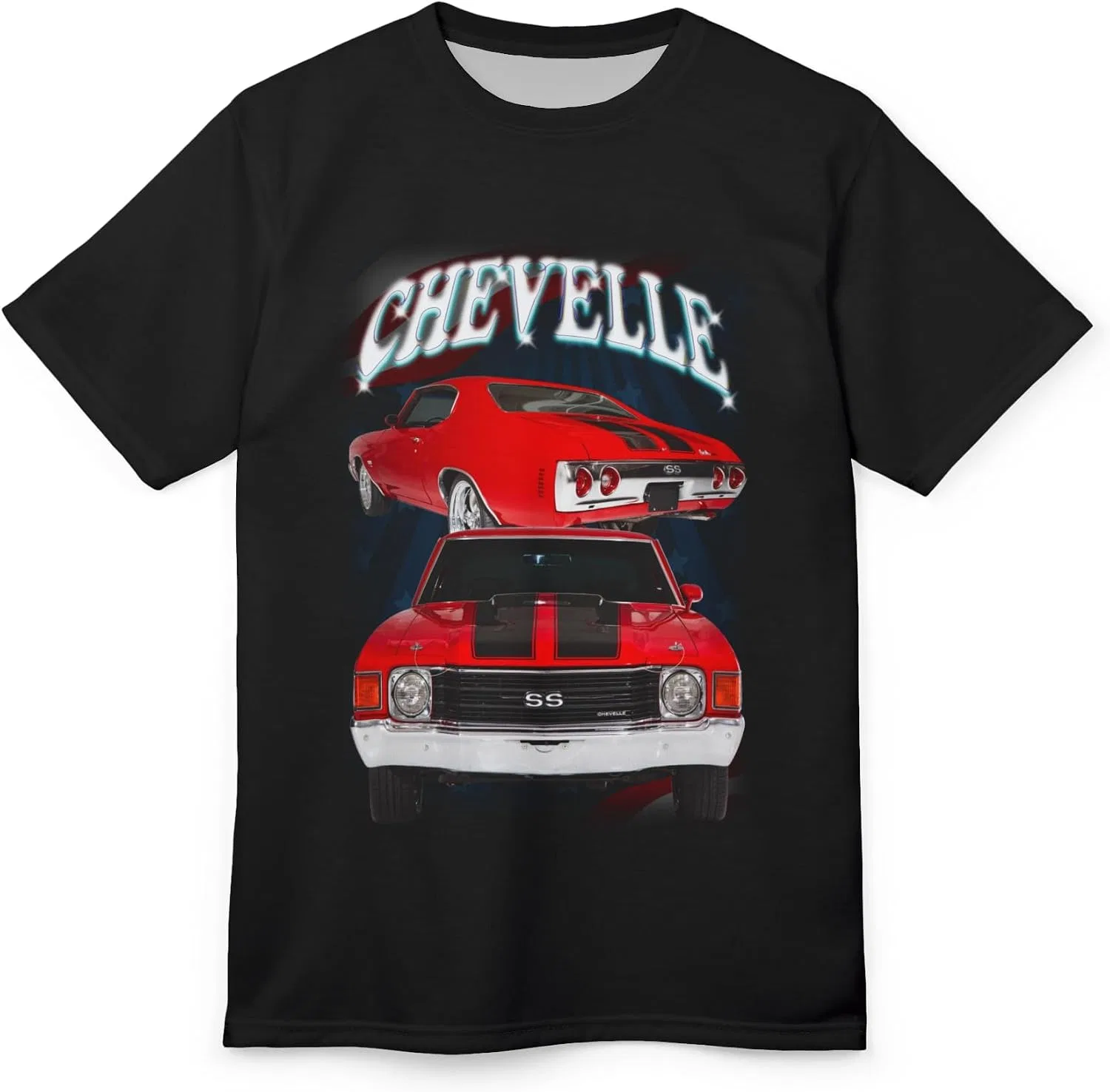 Мужская футболка с принтом 1972 Chevelle SS Generic, Black/Stitching — фото 4