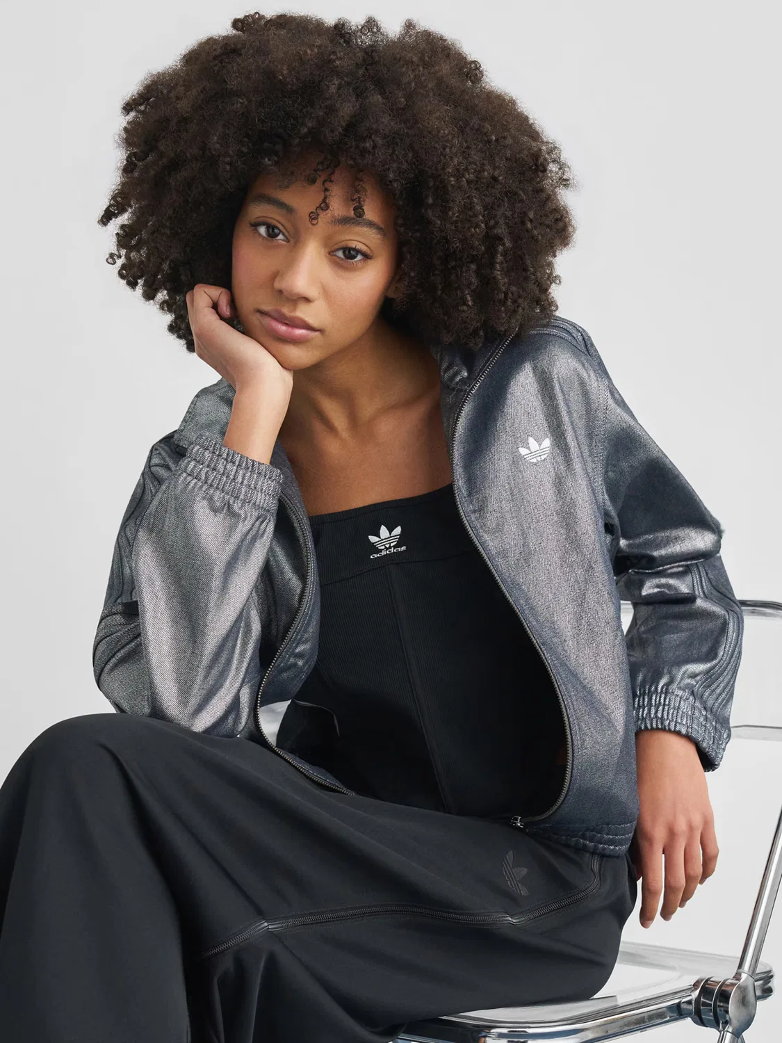 Куртка Adidas Originals Between-Season FIREBIRD серебристого цвета — фото 2