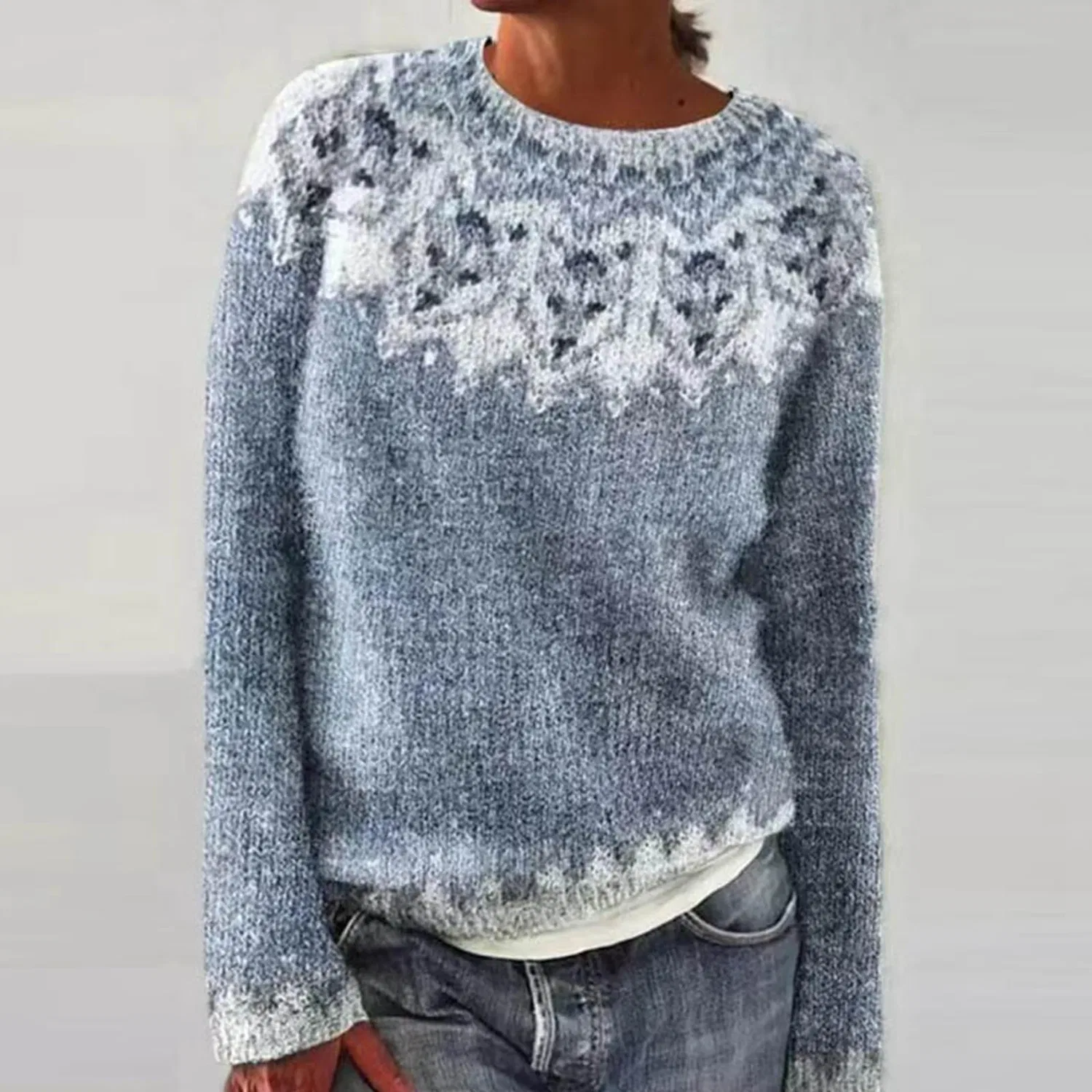 Женский свободный свитер с длинным рукавом Christmas Jumper, Azure — фото 2