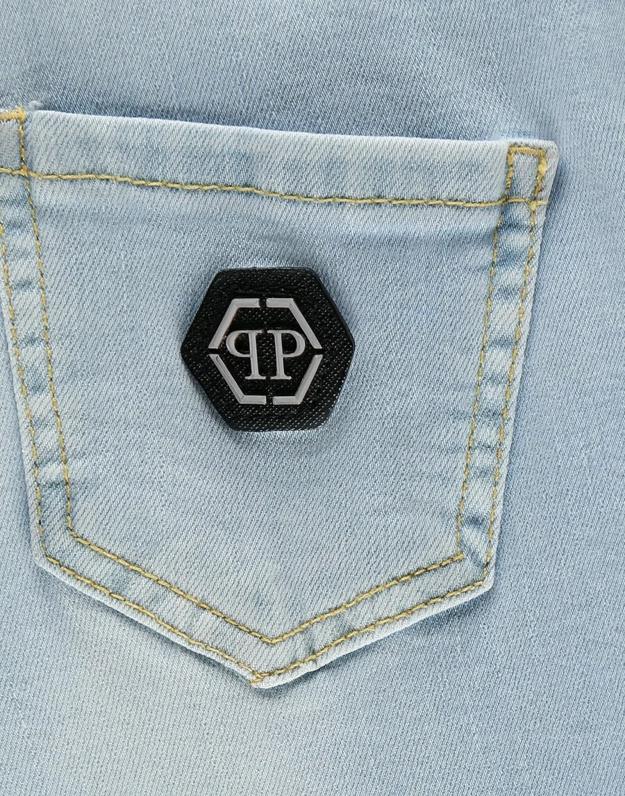 Джинсы Philipp Plein свободного кроя, светло-голубые — фото 3