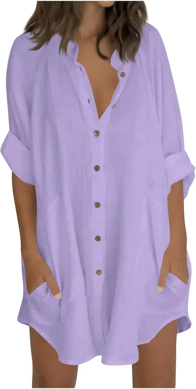 Женская туника свободного кроя на пуговицах Pelang, Light Purple
