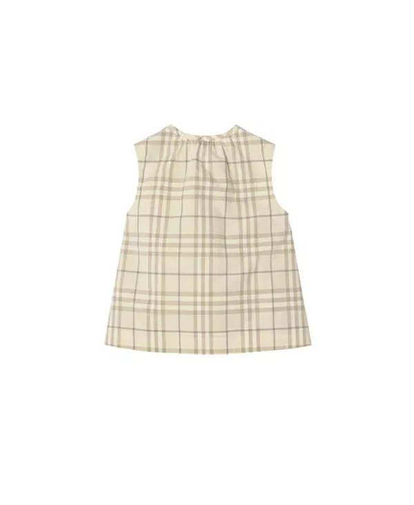 Детская хлопковая рубашка для девочек без рукавов Burberry, Sesame Beige — фото 2