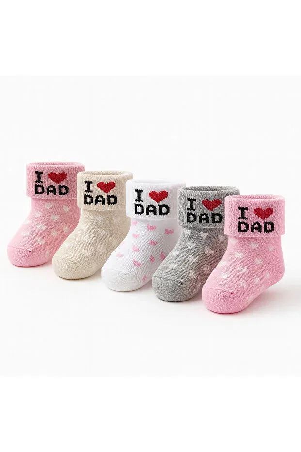 Детские носки для новорожденных хлопковые I Love Dad Mou&Kou, Pink — фото 2