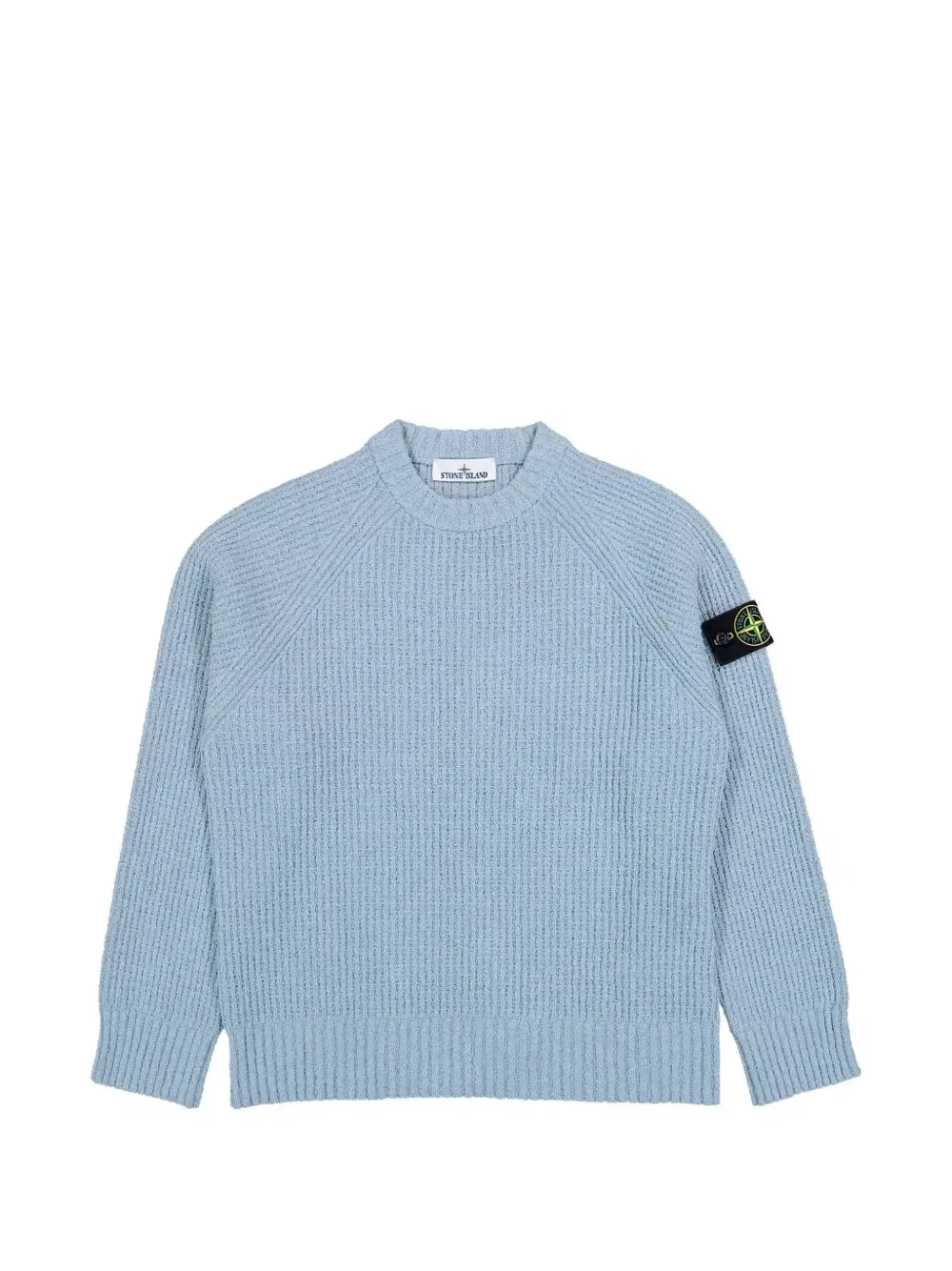 Свитер из букле, связанный в рубчик Stone Island, синий