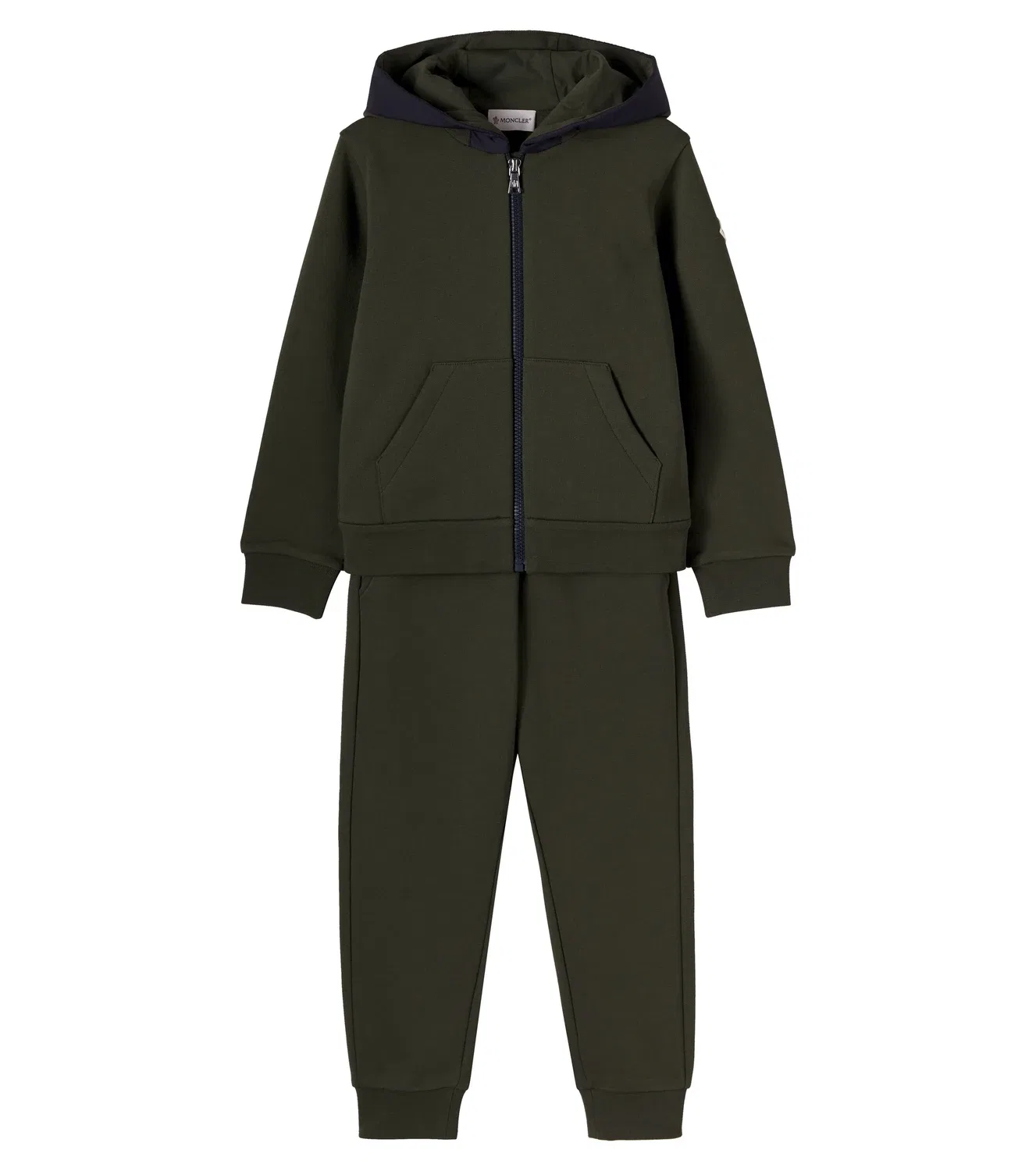 Комплект из флисовой толстовки и спортивных штанов Moncler Enfant, зеленый