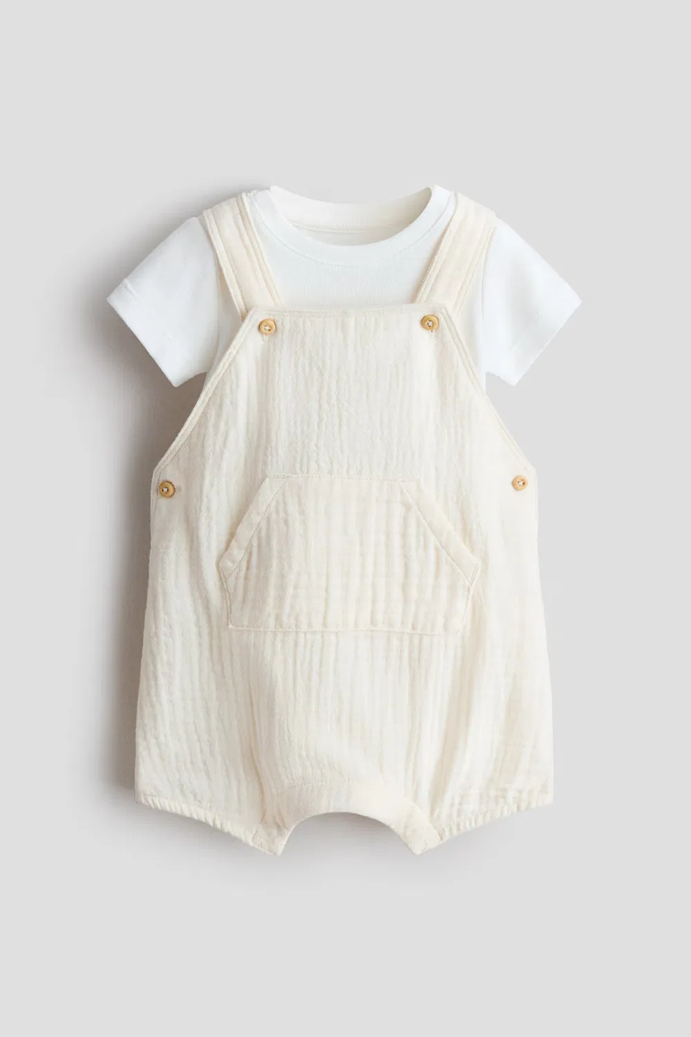 Комплект из двух предметов из хлопка H&M, Hellbeige/Weiß
