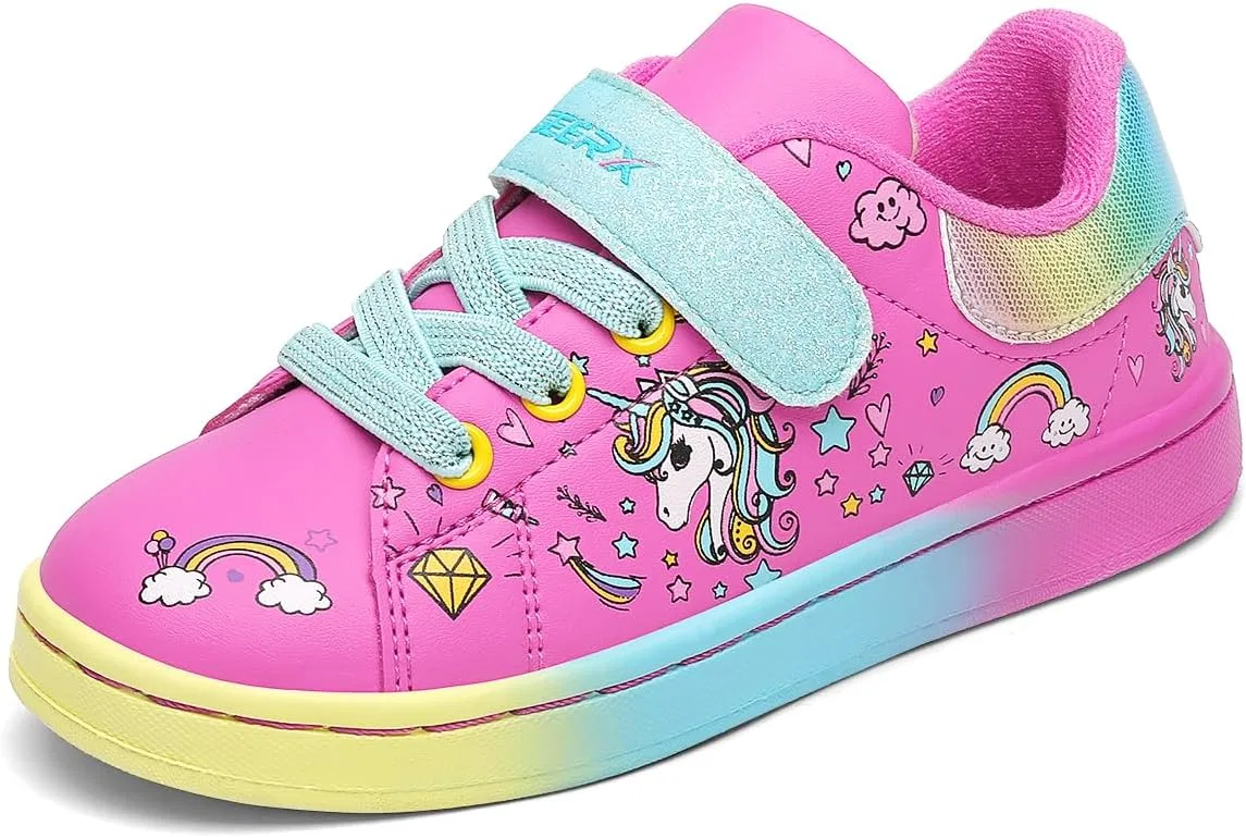 Детские кроссовки для девочек с принтом Unicorn GEERX, Fuchsia Blue