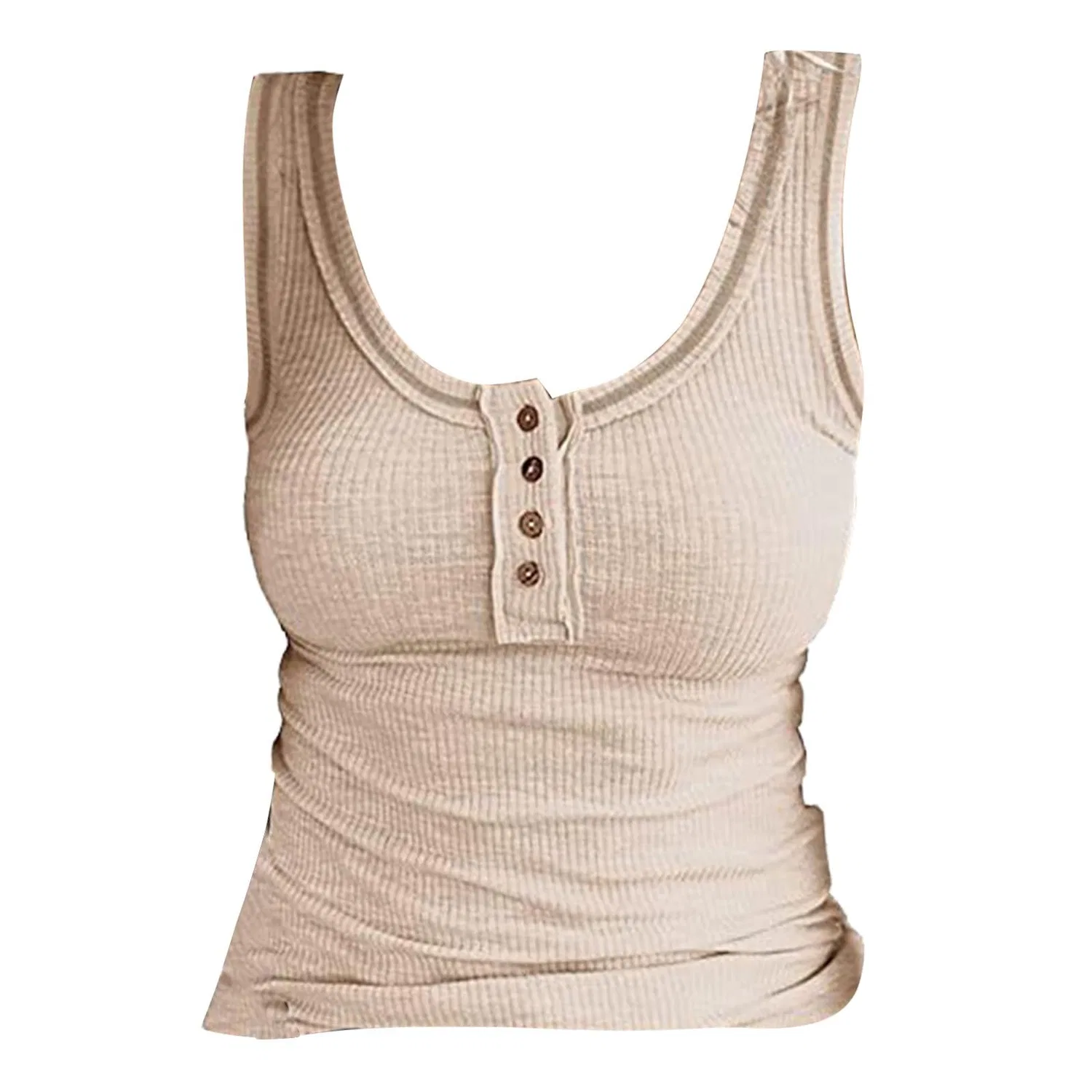 Женская блузка без рукавов с U-образным вырезом, Beige8 — фото 4