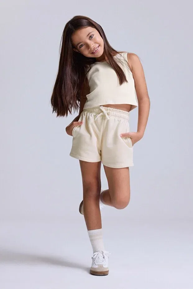 Детские шорты для девочек хлопковые Basics Babokah, Cream