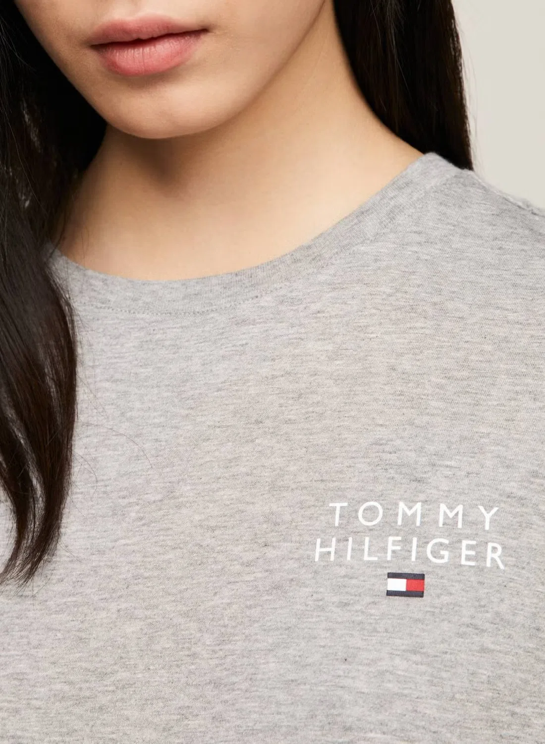 Ночная футболка с коротким рукавом Tommy Hilfiger, светло-серый меланж — фото 4