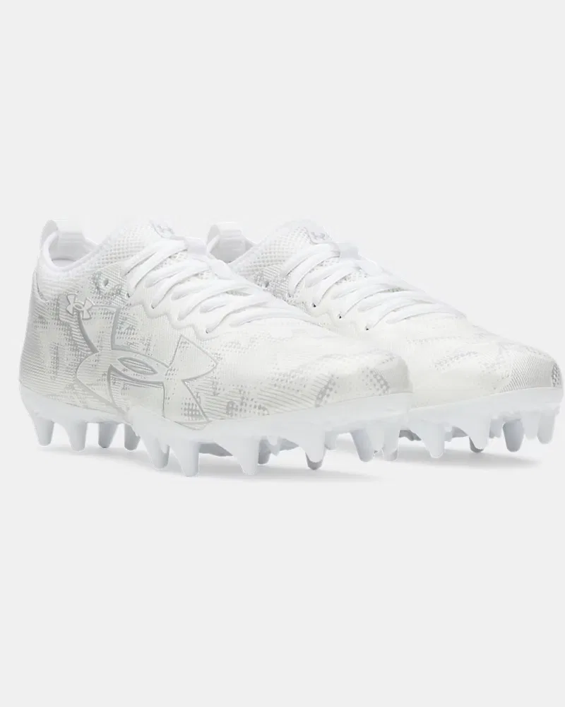 Детские шиповки для лакросса легкие дышащие на подошве TPU UA Blur Select Lax Jr. UnderArmour, White/Metallic Silver — фото 4