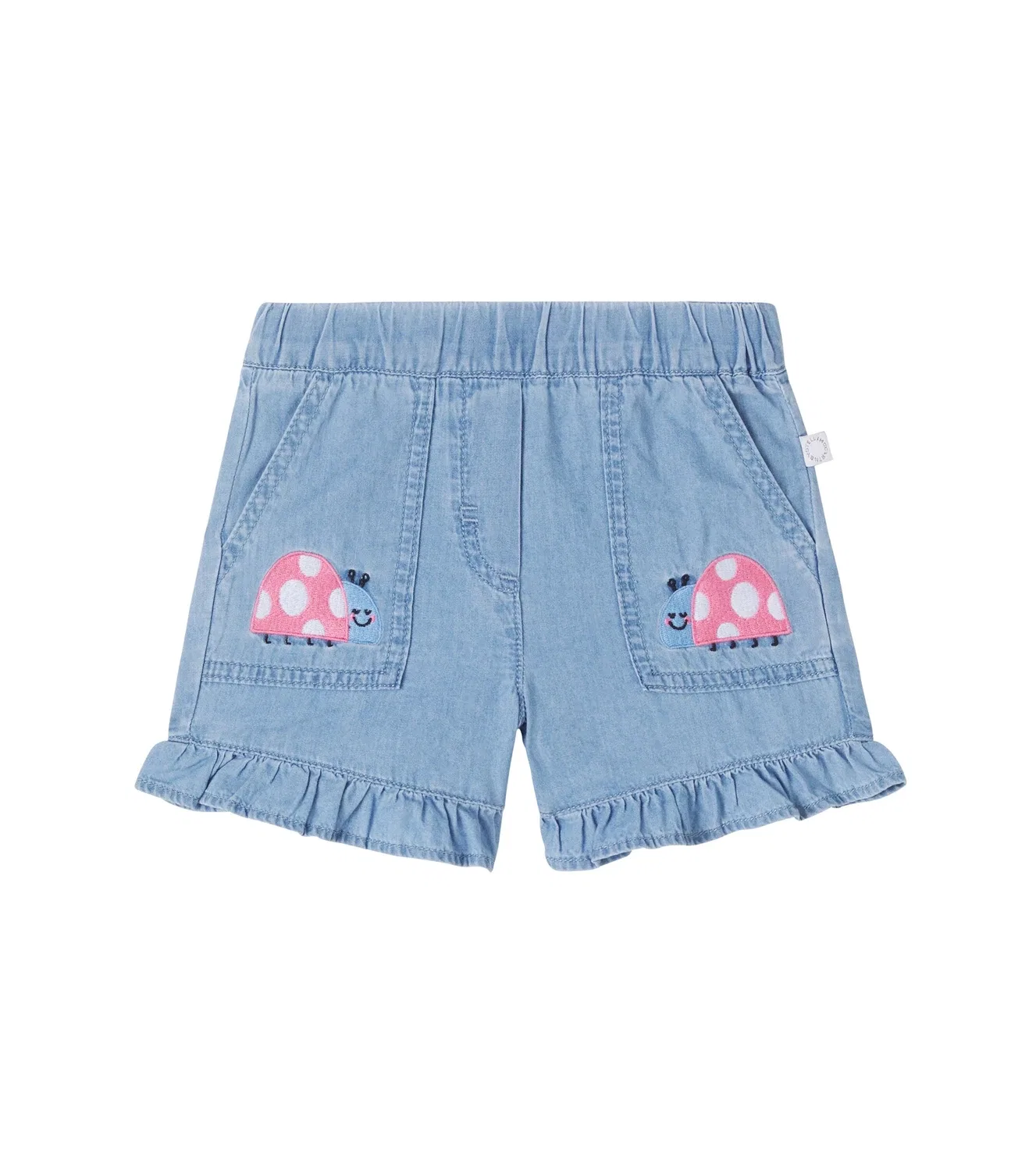 Шорты хлопковые с вышивкой Stella Mccartney Kids, Light Blue