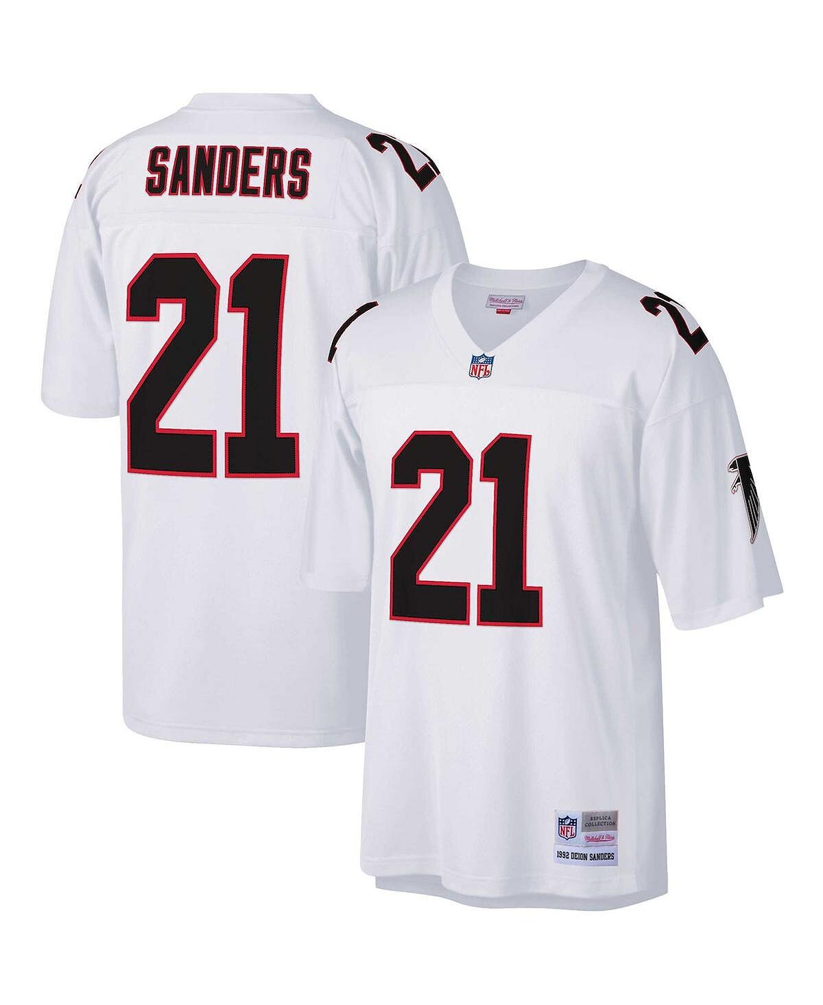 

Мужская футболка deion sanders white atlanta falcons big and tall 1992 года, копия джерси для пенсионеров Mitchell & Ness, белый