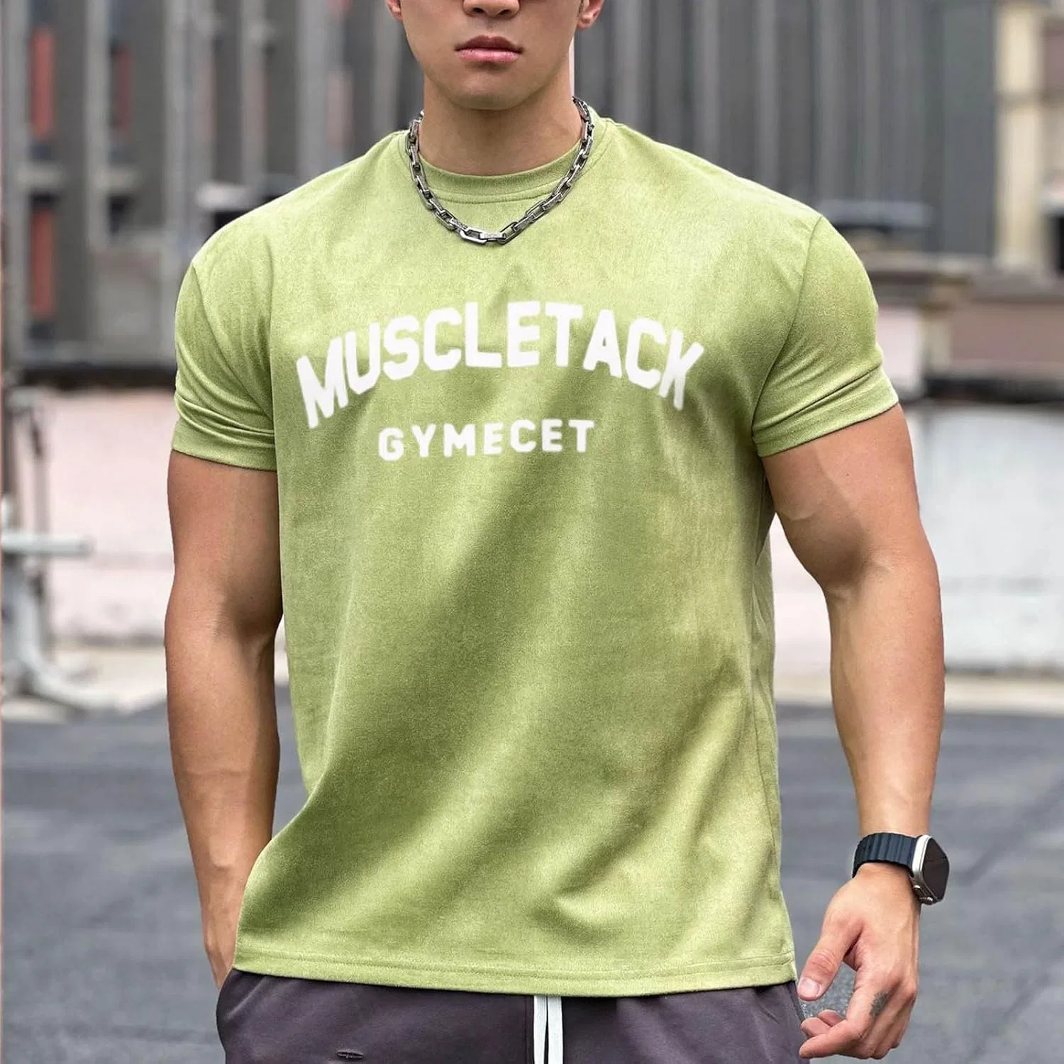 Мужская футболка для тренировок с принтом, Short Sleeve, Green — фото 3