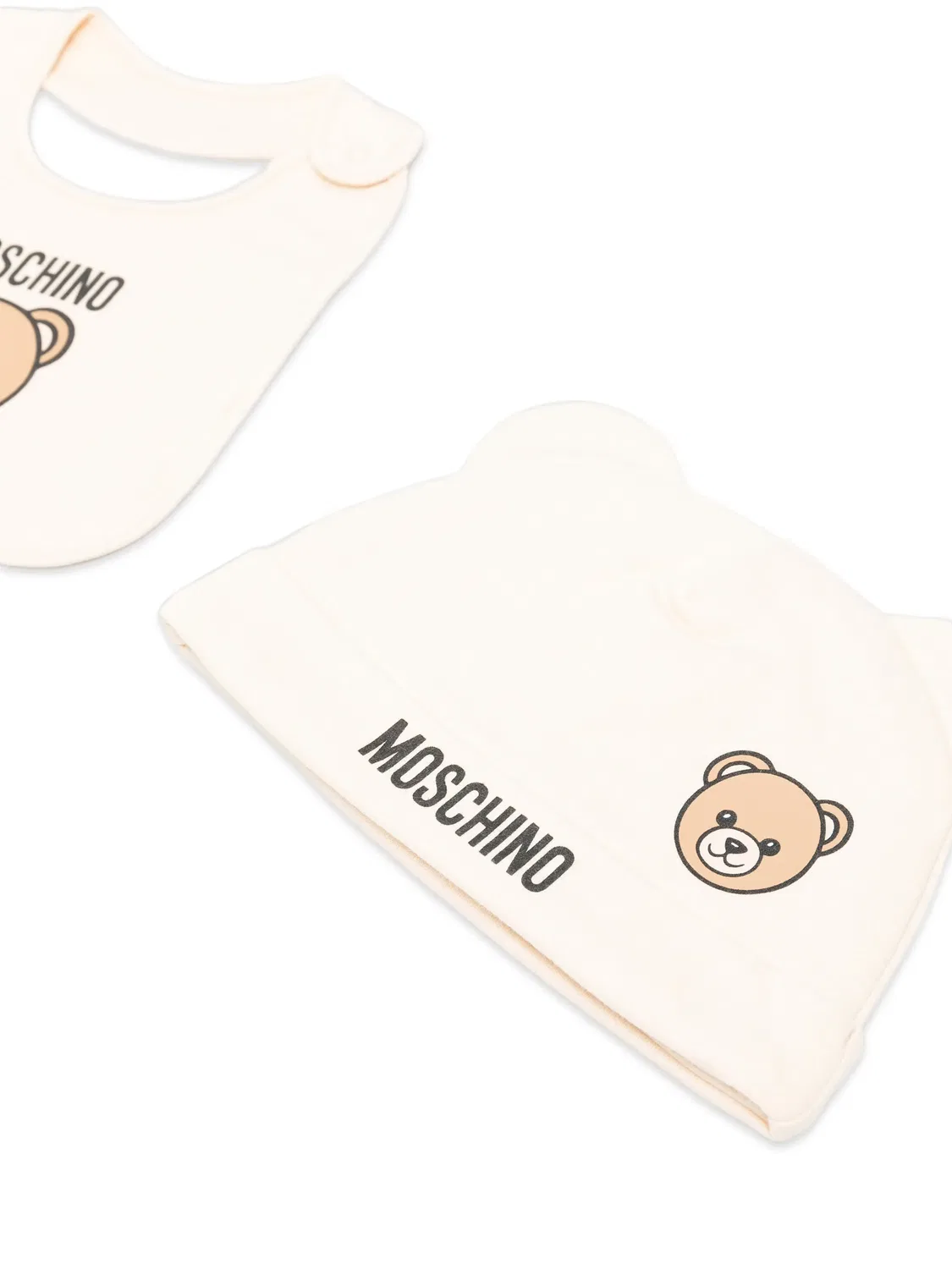 Комплект Teddy Bear из шапки бини и нагрудника Moschino Kids, нейтральные цвета — фото 3