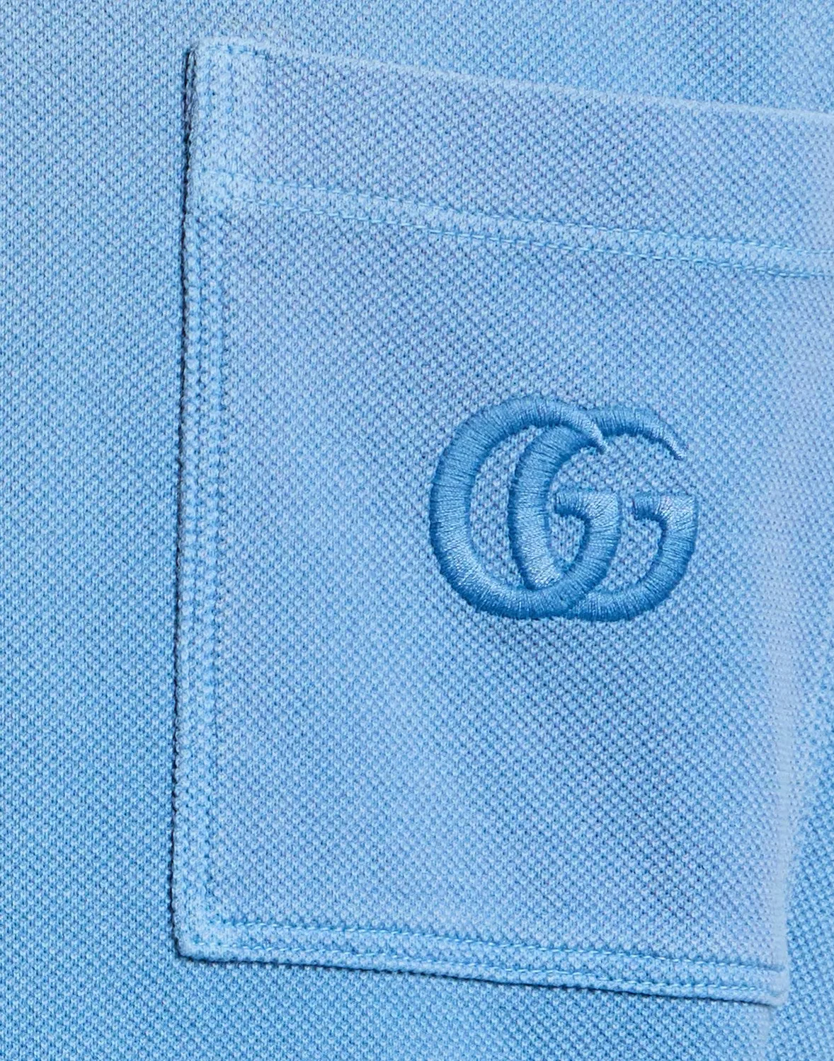Мужская рубашка-поло с вышитым логотипом Gucci, светло-синий — фото 4