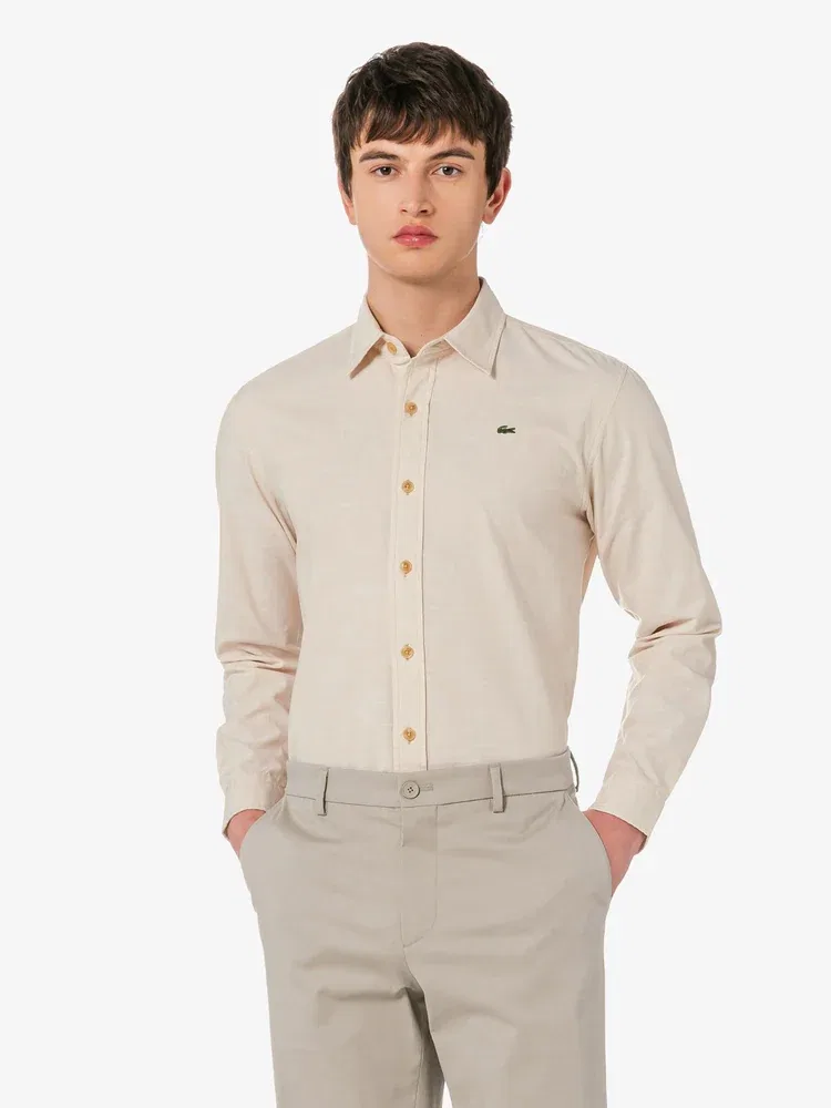 Рубашка с длинным рукавом Shambray LACOSTE, Beige