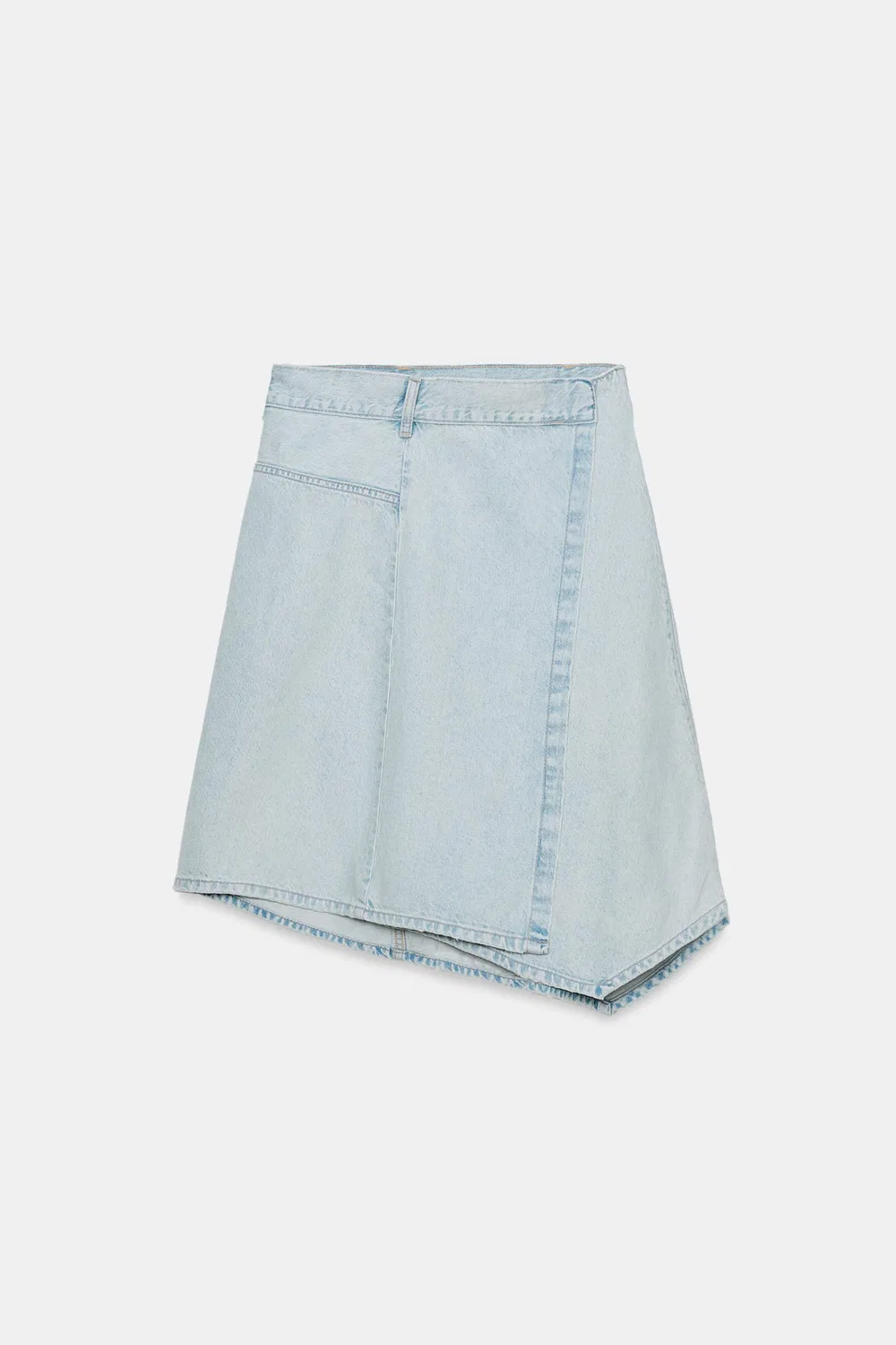 Асимметричная джинсовая юбка миди TRF ZARA, Light blue — фото 4